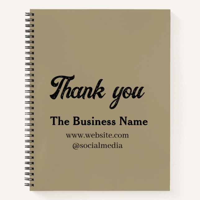 Simple thank you add business name details text  t notebook (Front)