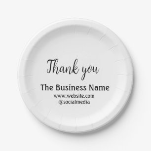 Simple thank you add business name details text  t paper plate
