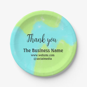 Simple thank you add business name details text t paper plate