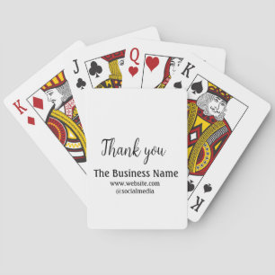 Simple thank you add business name details text t playing cards