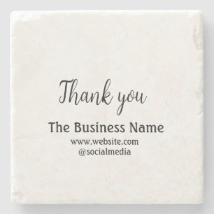 Simple thank you add business name details text t stone coaster