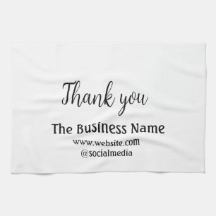 Simple thank you add business name details text t tea towel