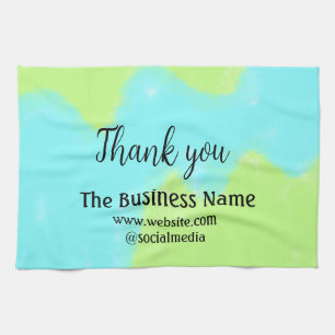 Simple thank you add business name details text t tea towel