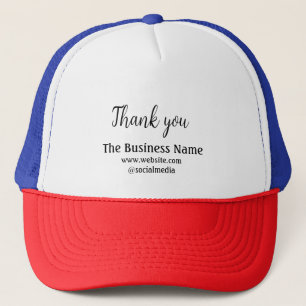 Simple thank you add business name details text t trucker hat