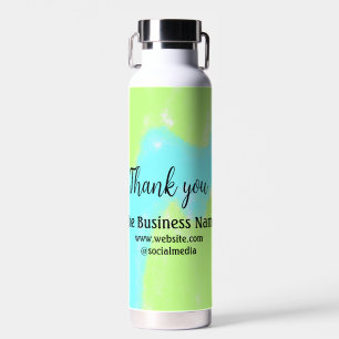 Simple thank you add business name details text t water bottle