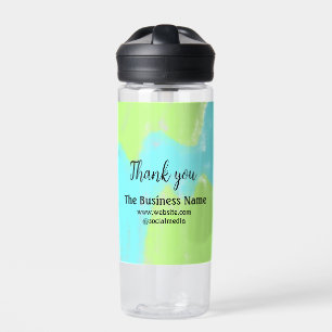 Simple thank you add business name details text t water bottle