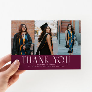 Simple Thank You Cranberry Grad Multi Photo Announcement