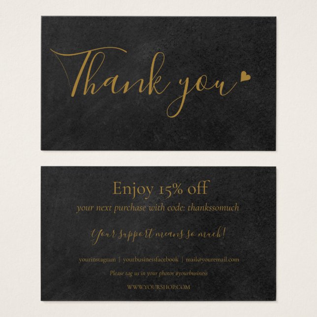Simple Thank You For Shopping Discount Card (Front & Back)