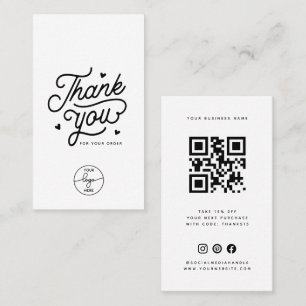 Simple Thank You For Your Order Qr Code Logo Business Card