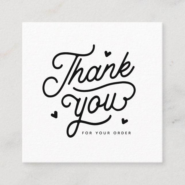 Simple Thank You For Your Order Qr Code  Square Business Card (Front)