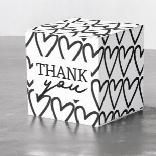 Simple Thank You Heart Pattern Wedding Favour Box