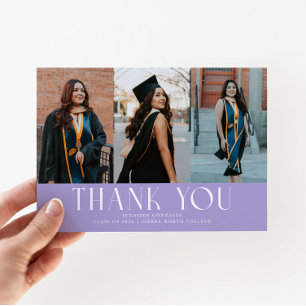 Simple Thank You Lilac Grad Multi Photo Announcement