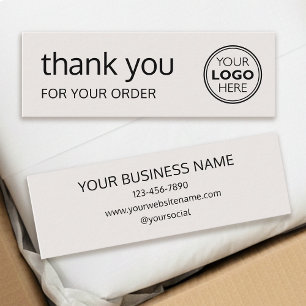 Simple Thank You Logo Brand Modern Off-White Mini Business Card