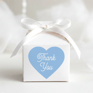 Simple Thank You Modern Blue Favor Cute Shaped Heart Sticker
