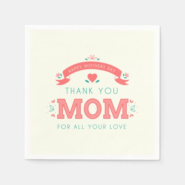 Simple Thank You Mum Mother's Day | Napkin (Front)