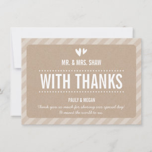SIMPLE THANK YOU NOTE  plain type white kraft Card