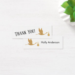 Simple Thank You Preppy Gold Stork Insert Cards