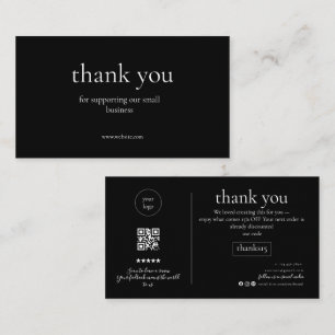 Simple Thank You QR Discount Card Black