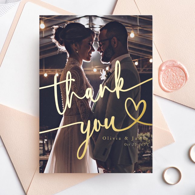 Simple Thank You Script Heart Wedding Photo (Creator Uploaded)