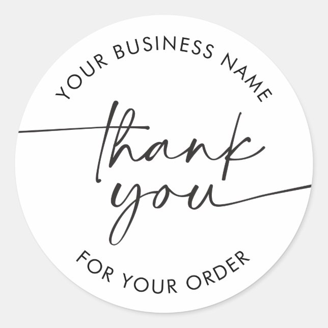 Simple Thank You Script Modern Business  Classic Round Sticker (Front)