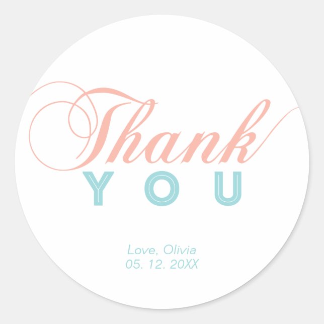 Simple Thank you Sticker for Shower / Party Favour (Front)