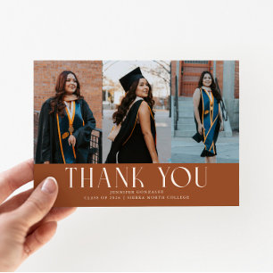 Simple Thank You Terracotta Grad Multi Photo Announcement