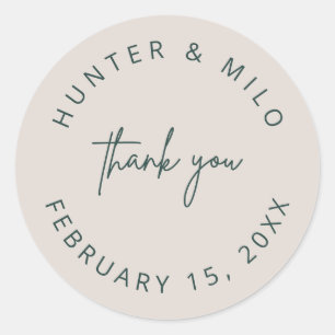Simple Thank You Wedding Favour Labels Sticker