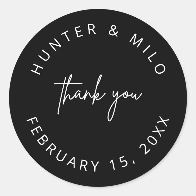 Simple Thank You Wedding Favour Labels Sticker (Front)