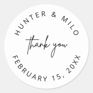 Simple Thank You Wedding Favour Labels Sticker