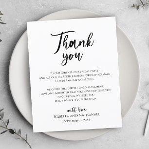 simple thank you wedding reception Card