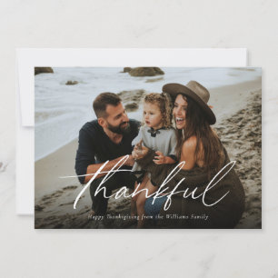 Simple Thankful Script Holiday Card