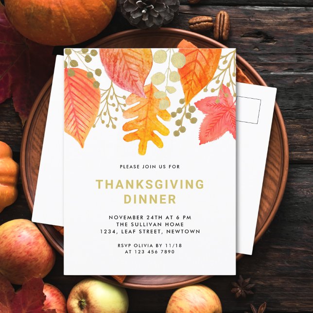 Simple Thanksgiving Dinner Invitation Postcard (Creator Uploaded)
