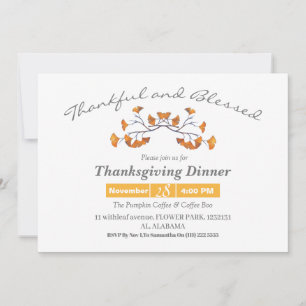 Simple Thanksgiving Dinner watercolor flower fall Invitation