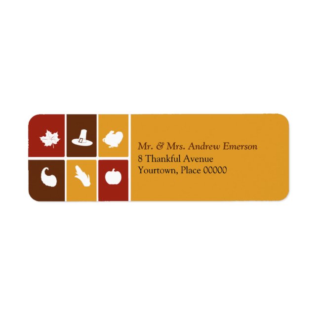 Simple Thanksgiving Icons Return Address Label (Front)