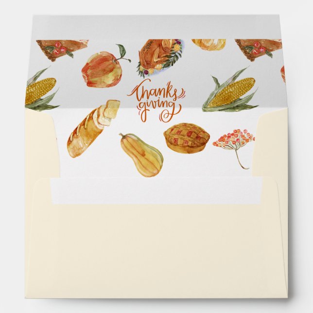 Simple Thanksgiving Turkey Dinner Invitation Envelope (Back (Bottom))