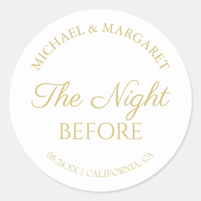 Simple The Night Before Rehearsal Dinner Classic Round Sticker (Front)