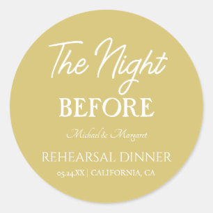 Simple The Night Before Rehearsal Dinner Classic Round Sticker