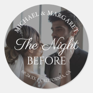 Simple The Night Before Rehearsal Dinner Photo Classic Round Sticker