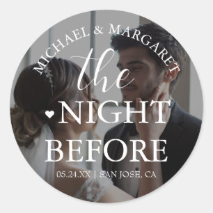 Simple The Night Before Rehearsal Dinner Photo Classic Round Sticker