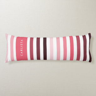 Simple Thick Stripes With Name in Calypso Coral Body Cushion