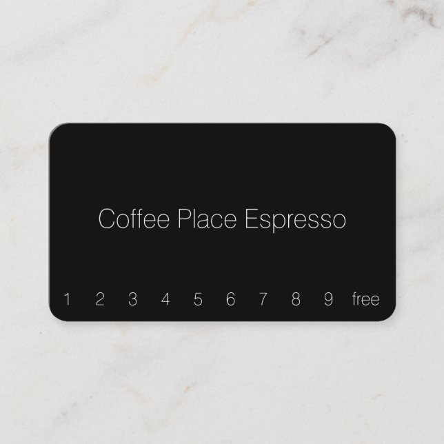 Simple Thin Dark Loyalty Coffee Punchcard Card (Front)