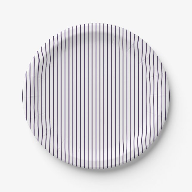 Simple Thin Purple Pinstripe Paper Plate (Front)