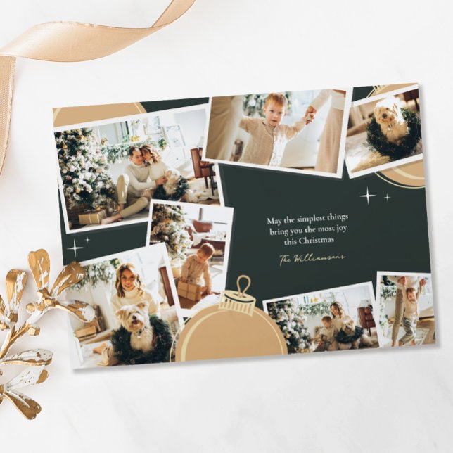 Simple Things 7 Photo Collage Christmas Holiday Card (Creator Uploaded)