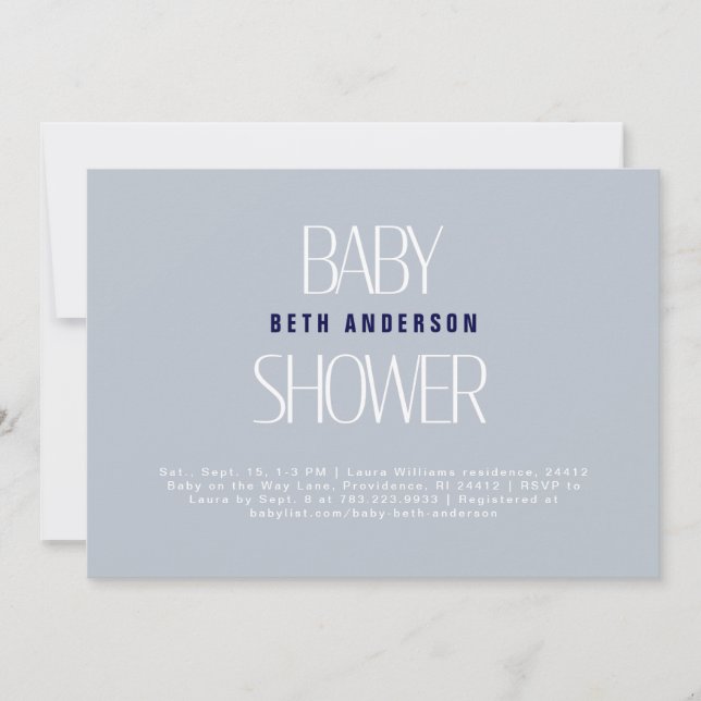 Simple Things Dusty Blue Baby Shower II Invitation (Front)