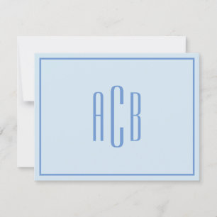 Simple Three Letter Blue Monogram Border Card