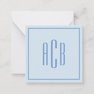 Simple Three Letter Blue Monogram Border Card