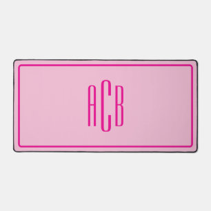 Simple Three Letter Hot Pink Monogram Desk Mat