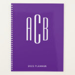 Simple Three Letter Monogram Royal Purple Planner<br><div class="desc">A royal purple and white simple three letter monogram design for her planner. 
You can change both the font and background if you'd prefer cool bright colours.
Create your own monogrammed gift for their home office.</div>