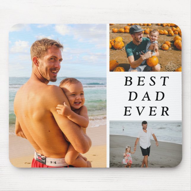 Simple Three Photo Best Dad Ever Mouse Pad (Front)