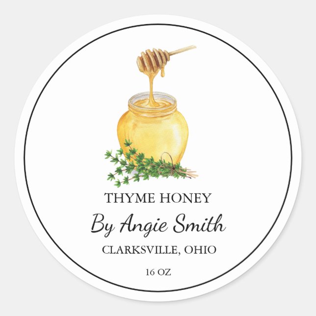 Simple Thyme Infused Honey Label (Front)